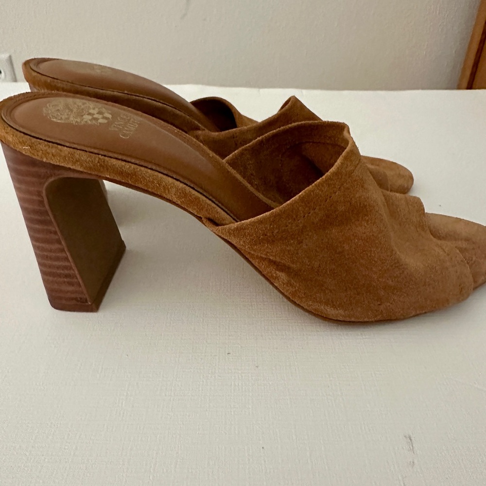Vince Camuto Brown Suede Slide Sandals